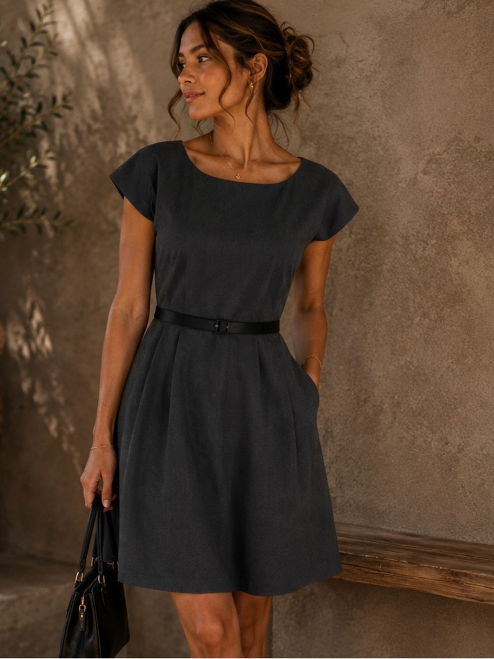 THEORY joena fit & flare grey charcoal dress Size 4